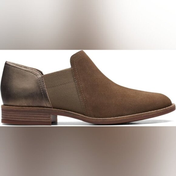 Clarks Shoes - Clarks Camzin Leather Suede Boho Rustic Arch Support Ankle Chelsea Step Loafer 8